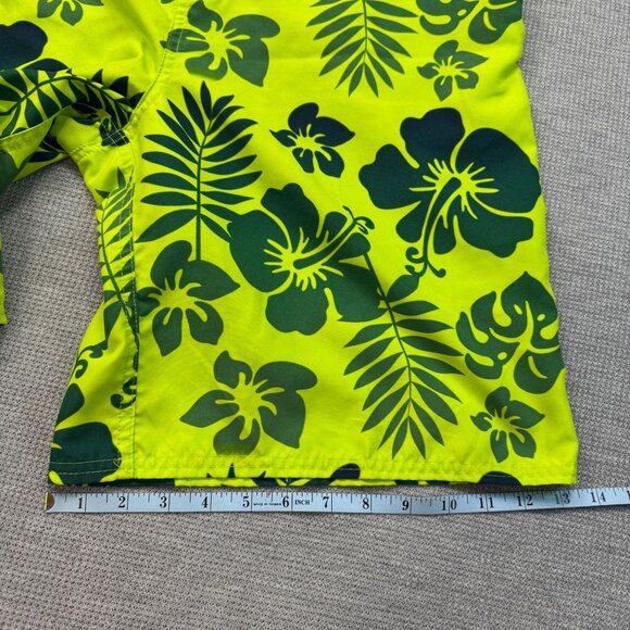Canyon Creek Mens Sz Large Hawaiian Floral Swim Trunks Green Quick-Dry Pockets - Picture 11 of 12